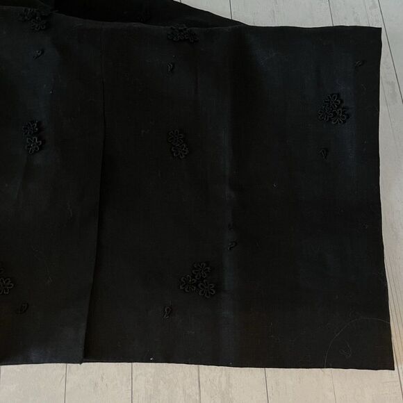 British Khaki Dress Size 4 Black 100% Linen V Neck Lined Knee Length Sheath - Picture 8 of 11